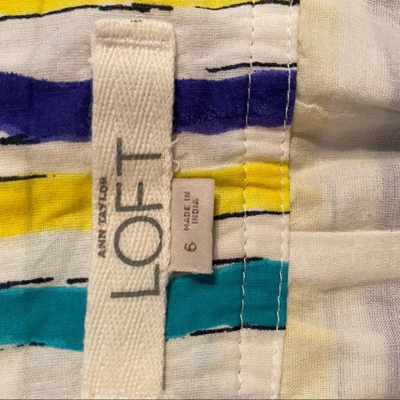 LOFT stripe skirt 6 mini elastic waistband lined - Picture 4 of 8